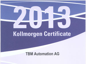 Kollmorgen zeichnet TBM Automation AG als Best European Disributor 2013 aus